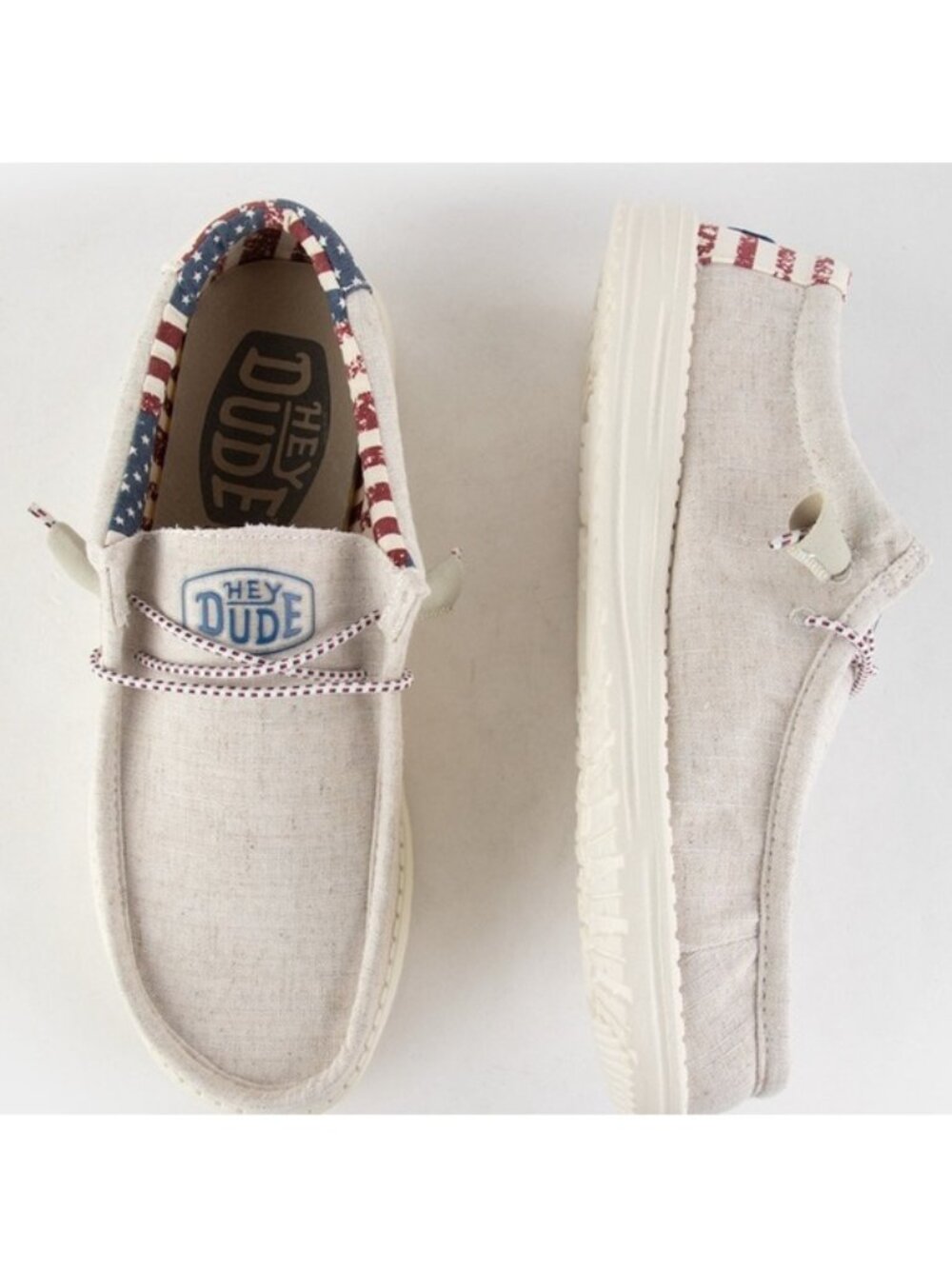 Hey Dude | Wally Off White Patriotic Slip On Shoes | Size 8
